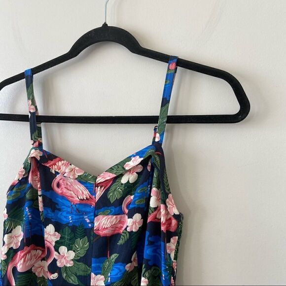 Revival-flamingo print Faux Wrap Midi Holiday/Sumner Dress - Picture 5 of 12